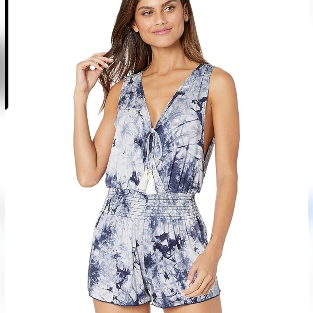 BECCA Virtue Tide Pool Tie-Dye Swin Cover Romper Sz Large